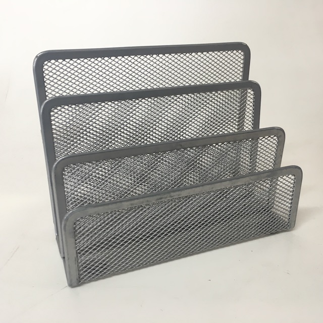 DESK ACCESSORY, Silver Grey Mesh File Or Envelope Holder